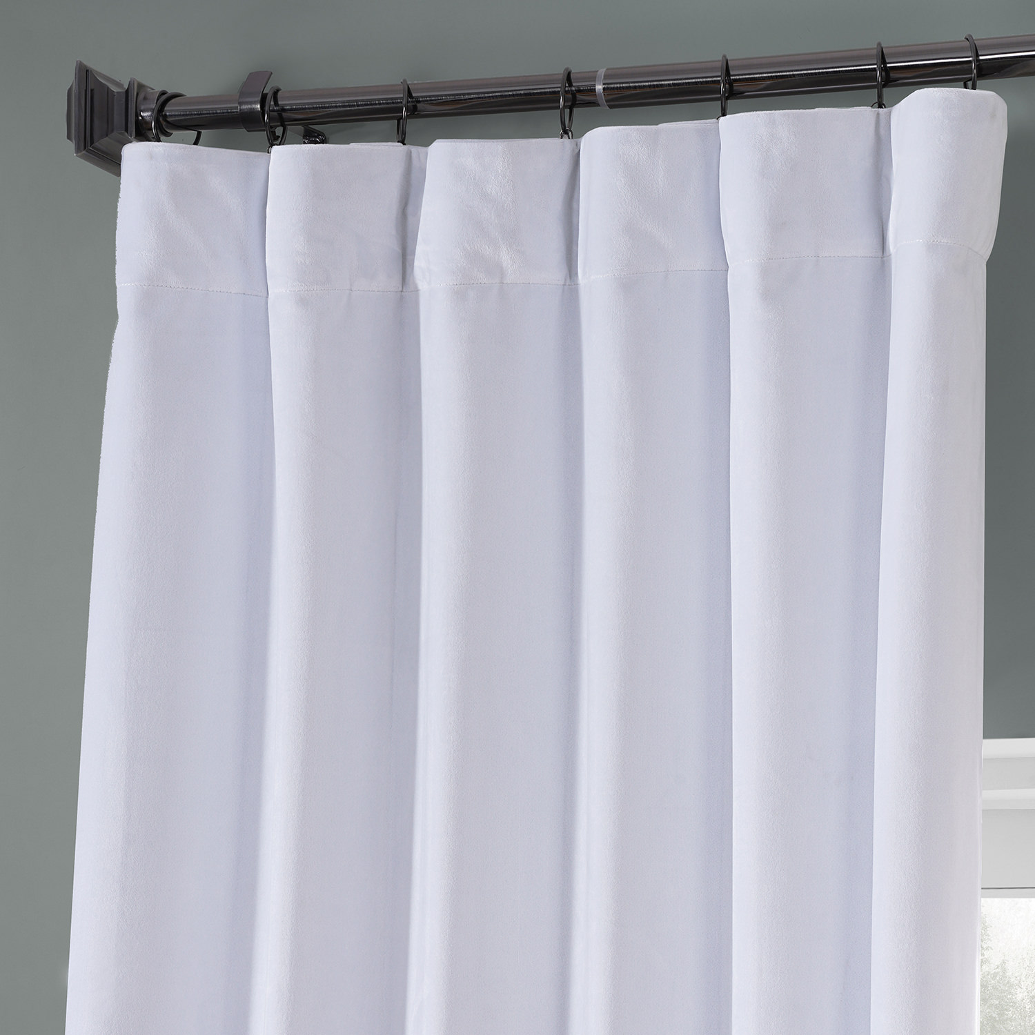 Iconic White Performance Velvet Blackout Curtain Pair (2 Panels)