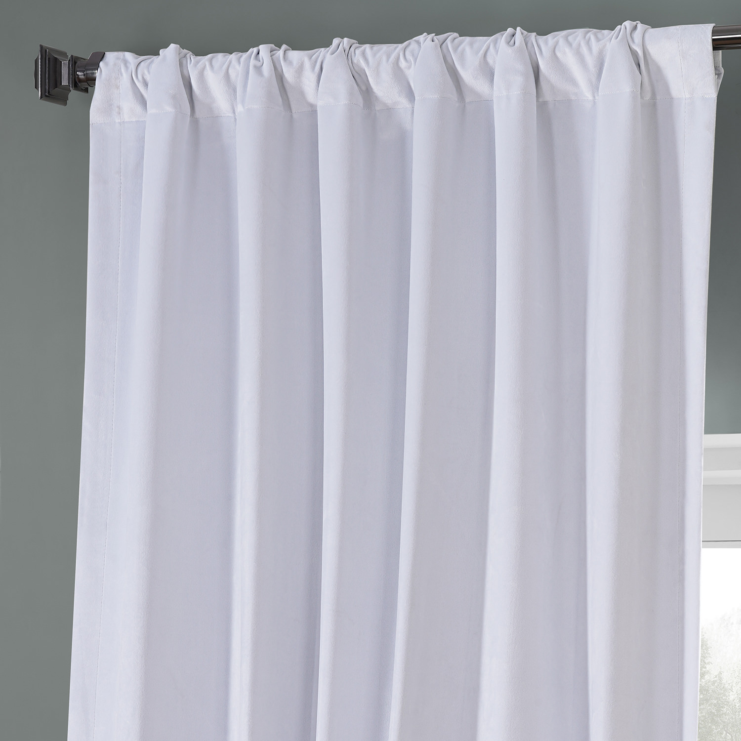 Iconic White Performance Velvet Blackout Curtain Pair (2 Panels)