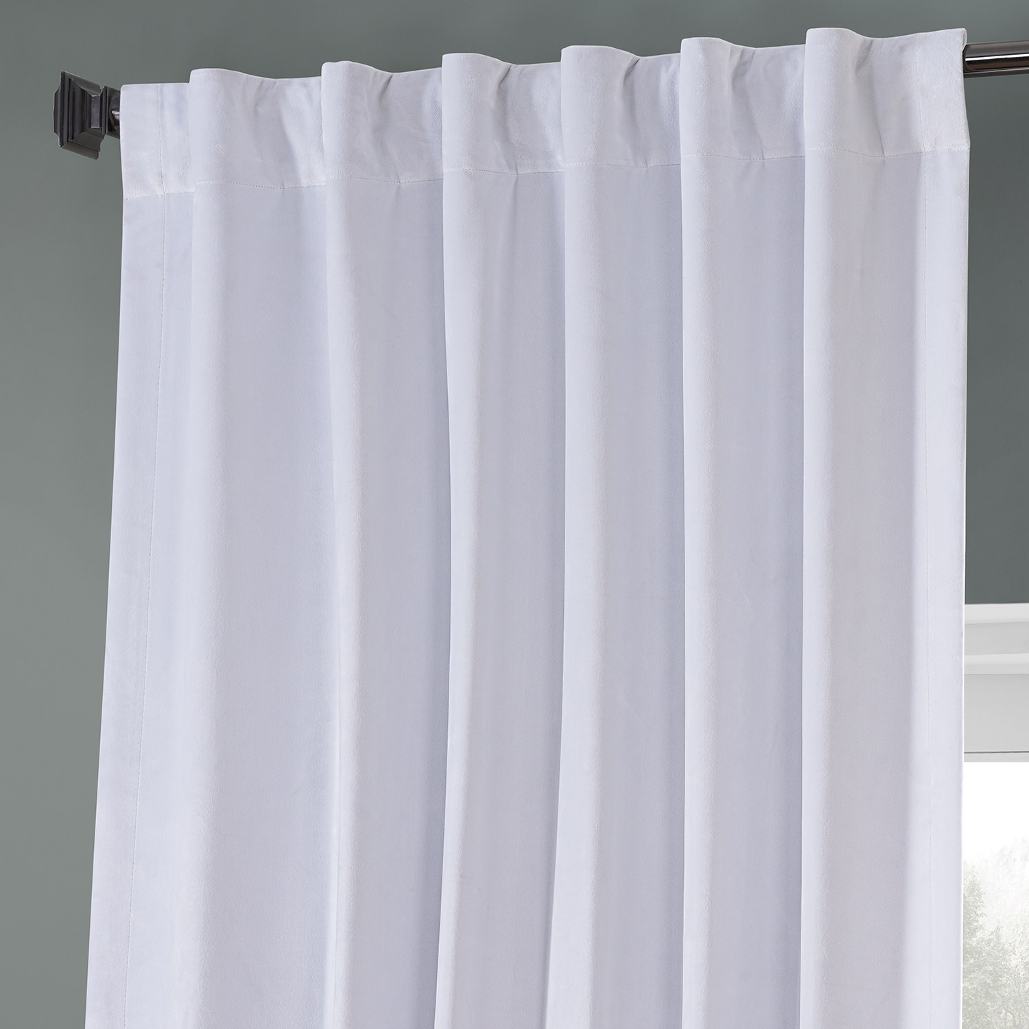 Iconic White Performance Velvet Blackout Curtain Pair (2 Panels)