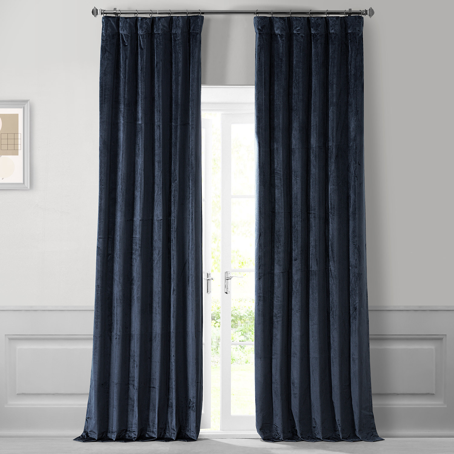 Dark Night Blue Performance Velvet Blackout Curtain Pair (2 Panels)