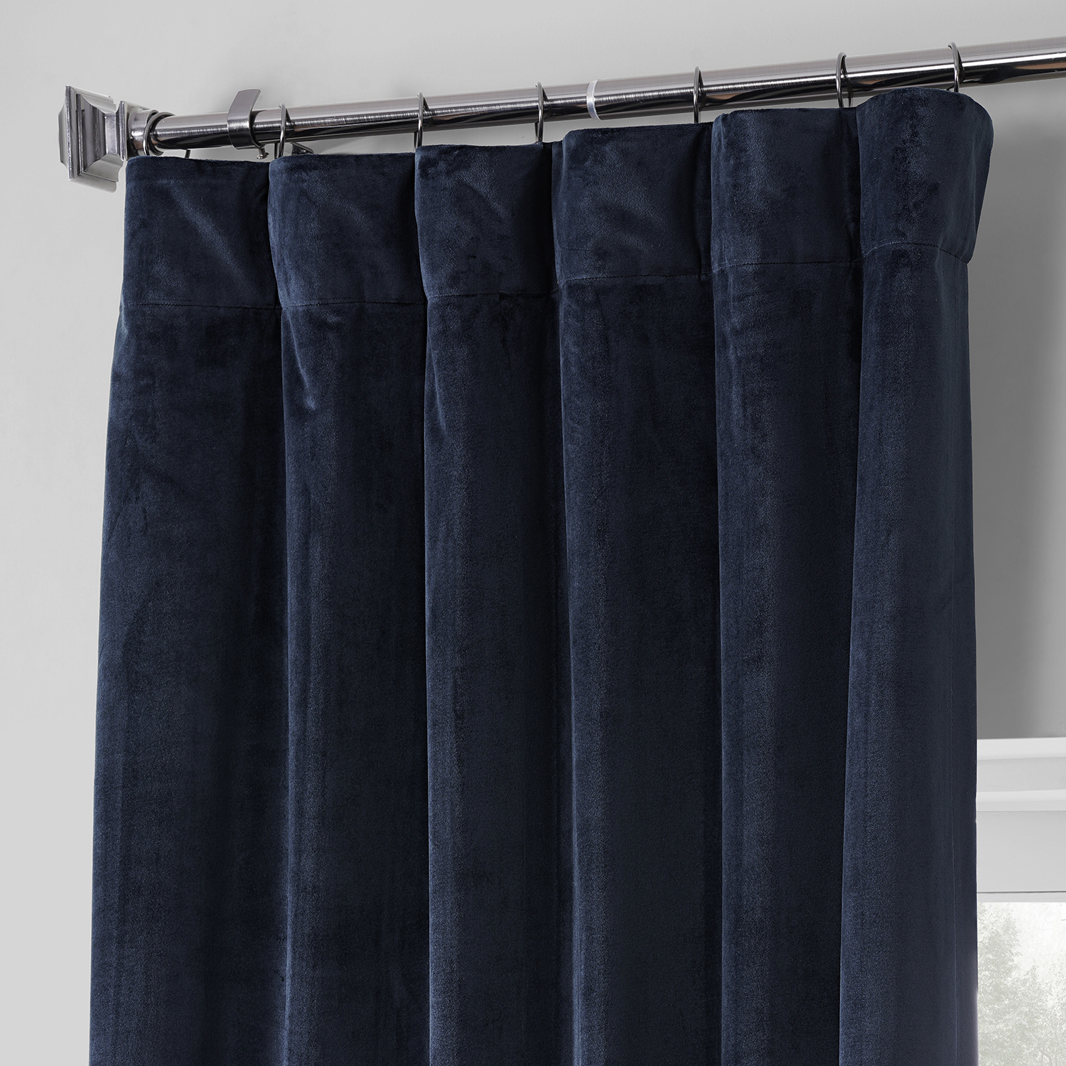 Dark Night Blue Performance Velvet Blackout Curtain Pair (2 Panels)