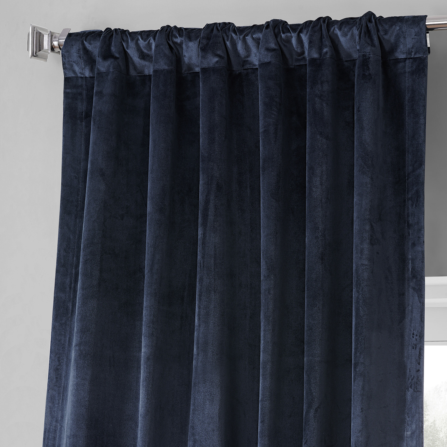 Dark Night Blue Performance Velvet Blackout Curtain Pair (2 Panels)