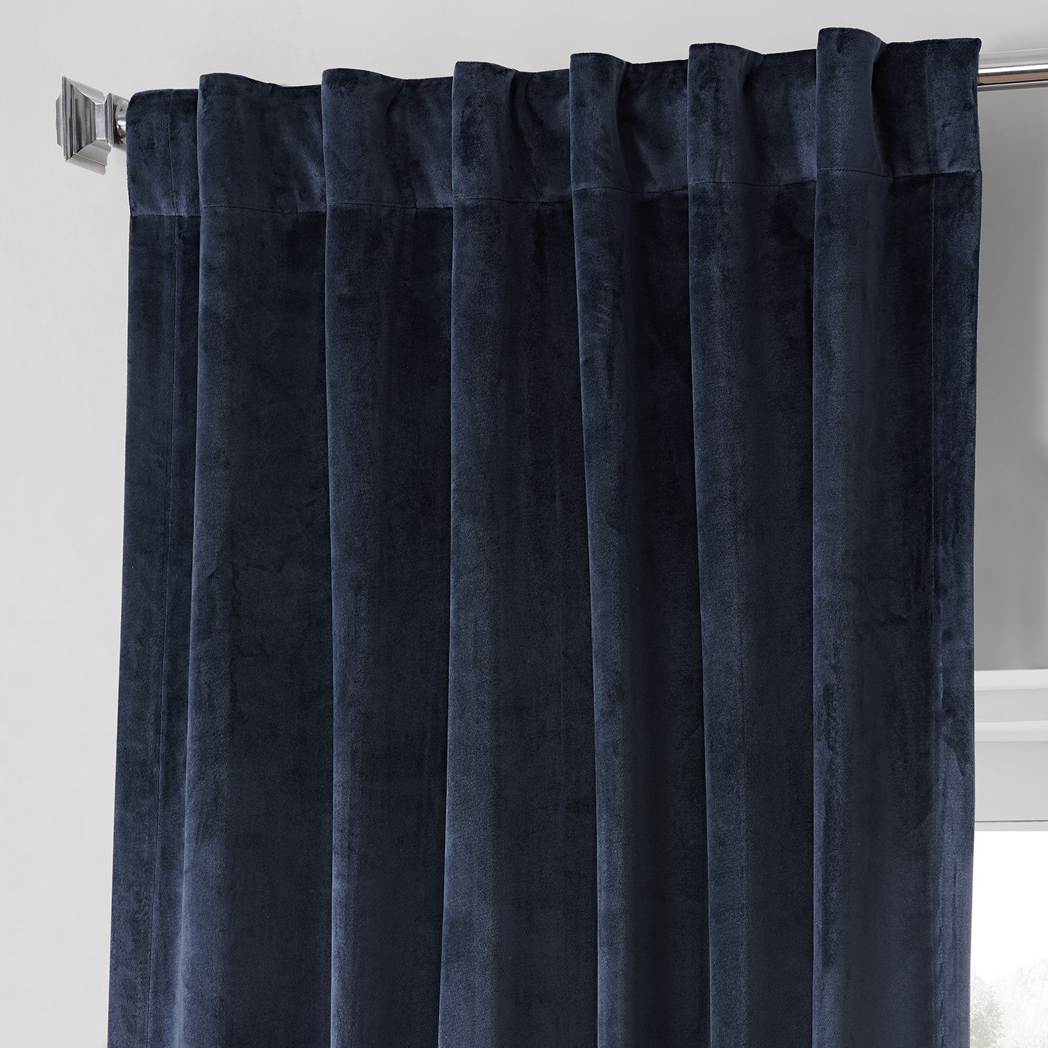 Dark Night Blue Performance Velvet Blackout Curtain Pair (2 Panels)