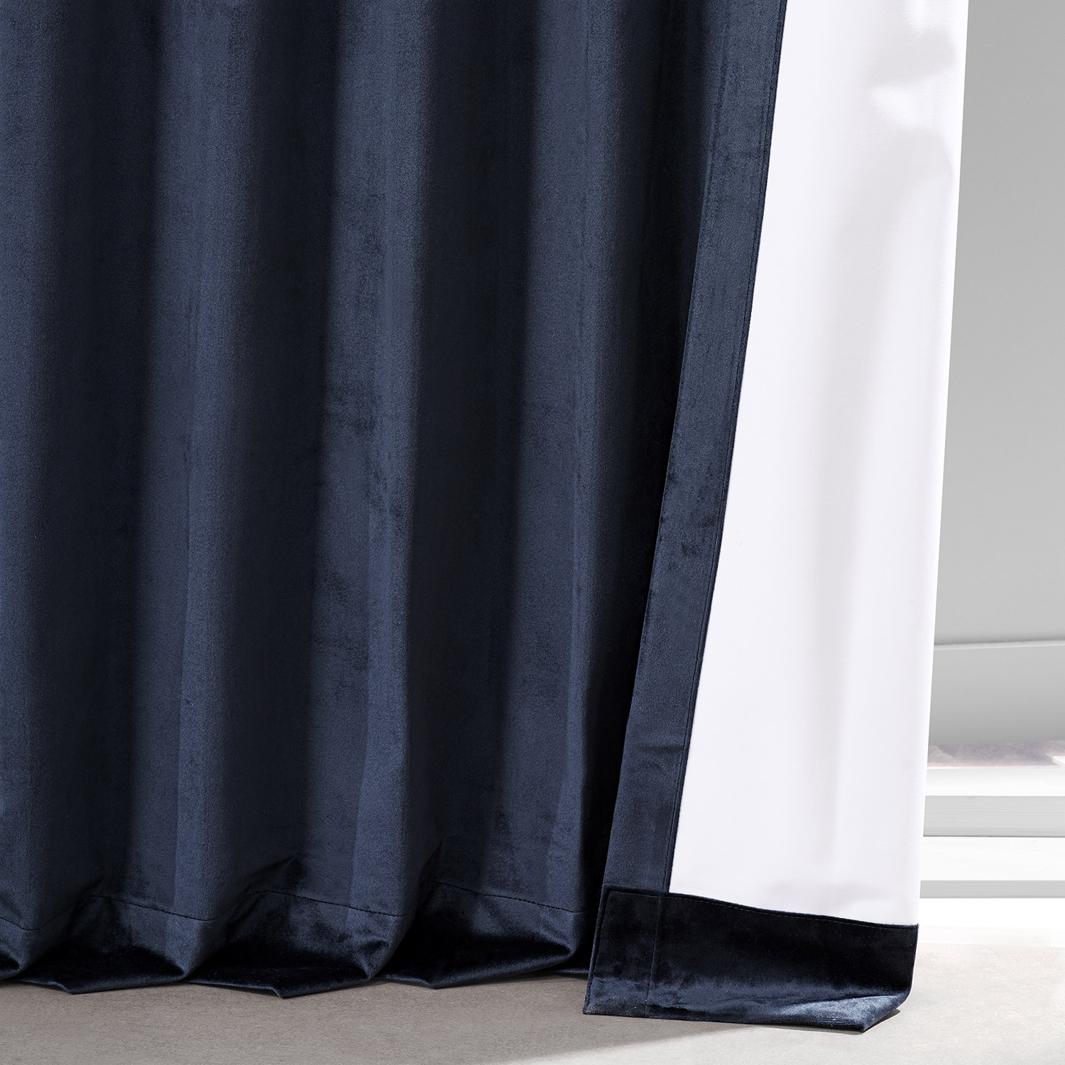 Dark Night Blue Performance Velvet Blackout Curtain Pair (2 Panels)