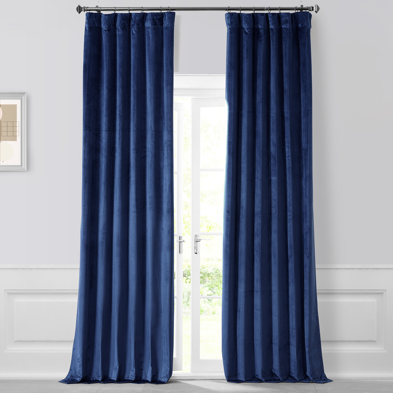 Designer Navy Performance Velvet Blackout Curtain Pair (2 Panels)