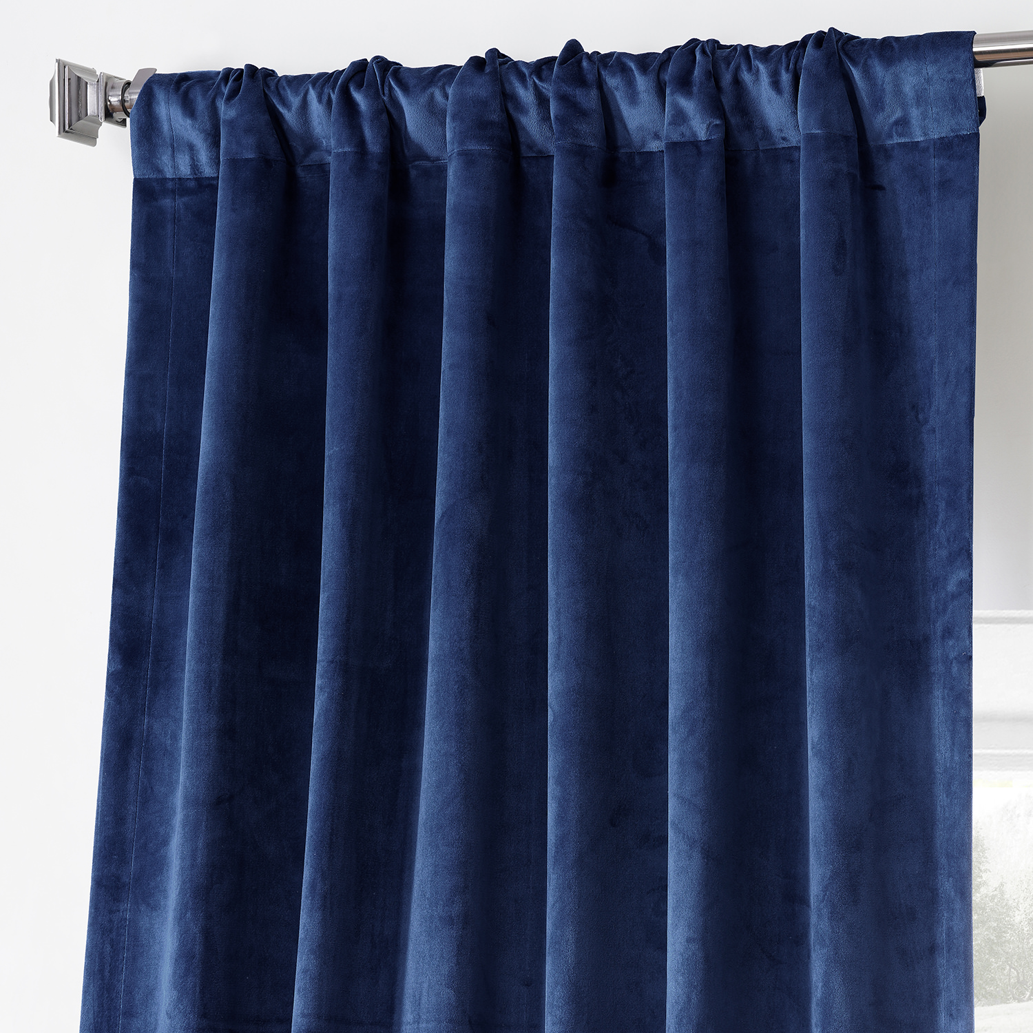 Designer Navy Performance Velvet Blackout Curtain Pair (2 Panels)