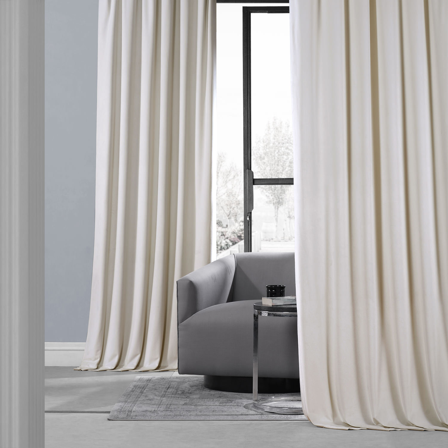 Marshmallow Cream Royal Lux Velvet Curtain