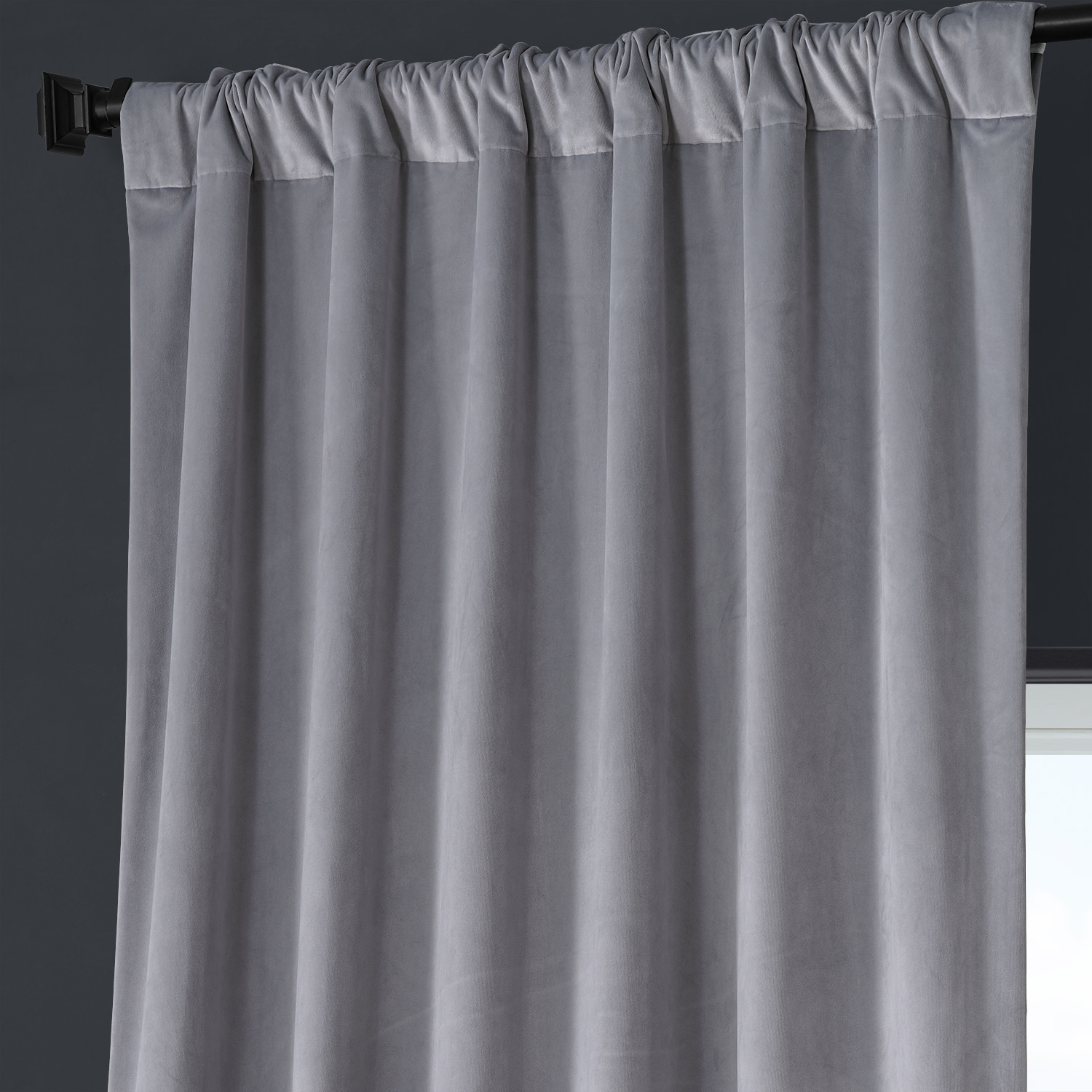 Cascade Grey Royal Lux Velvet Curtain