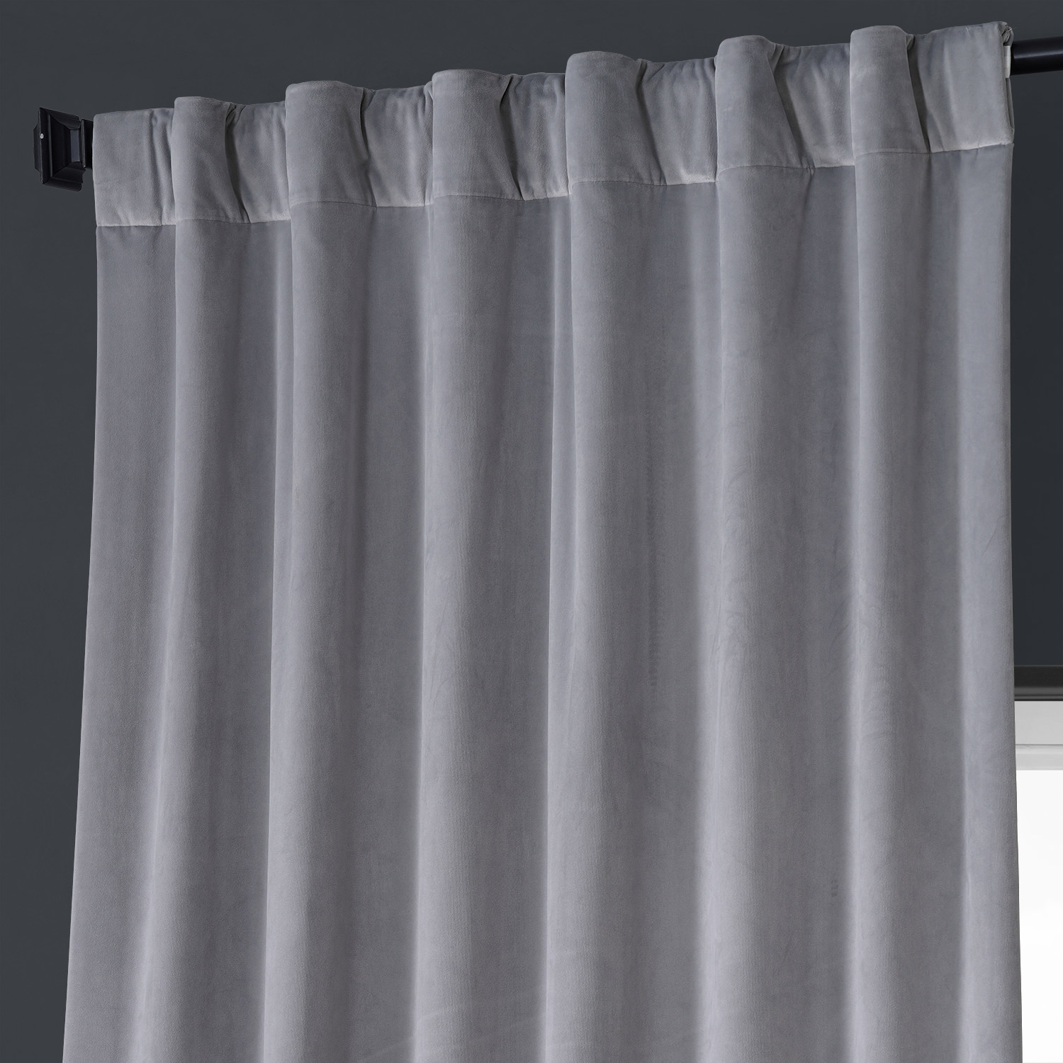 Cascade Grey Royal Lux Velvet Curtain