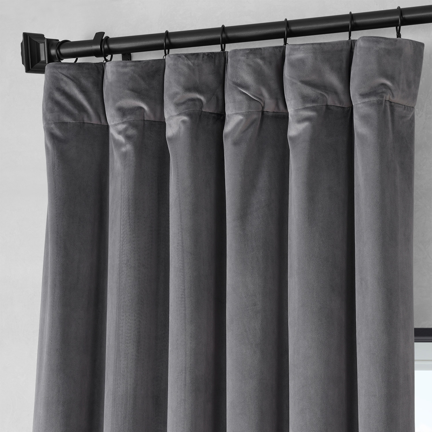 Stonewall Grey Royal Lux Velvet Curtain