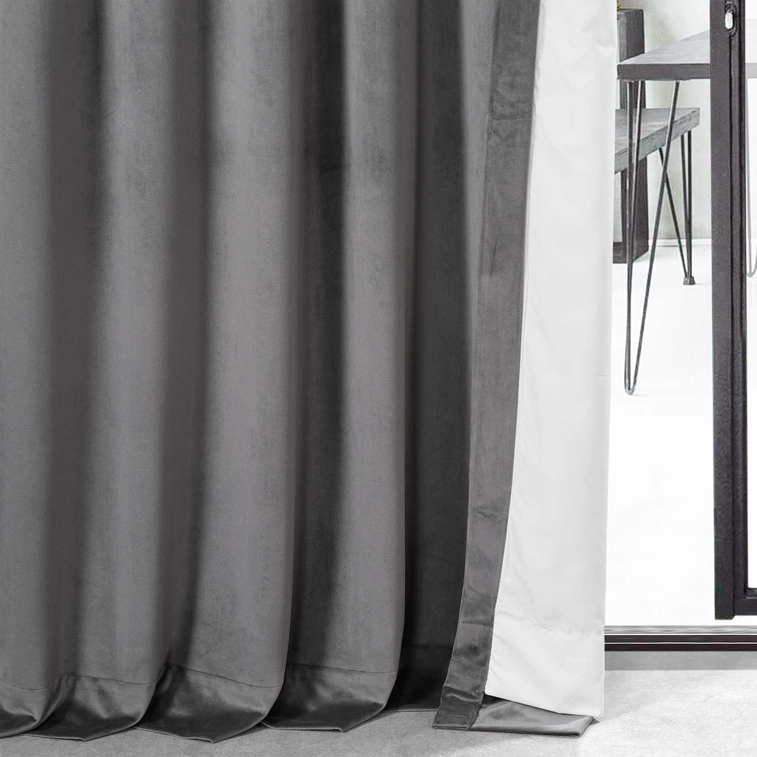 Stonewall Grey Royal Lux Velvet Curtain