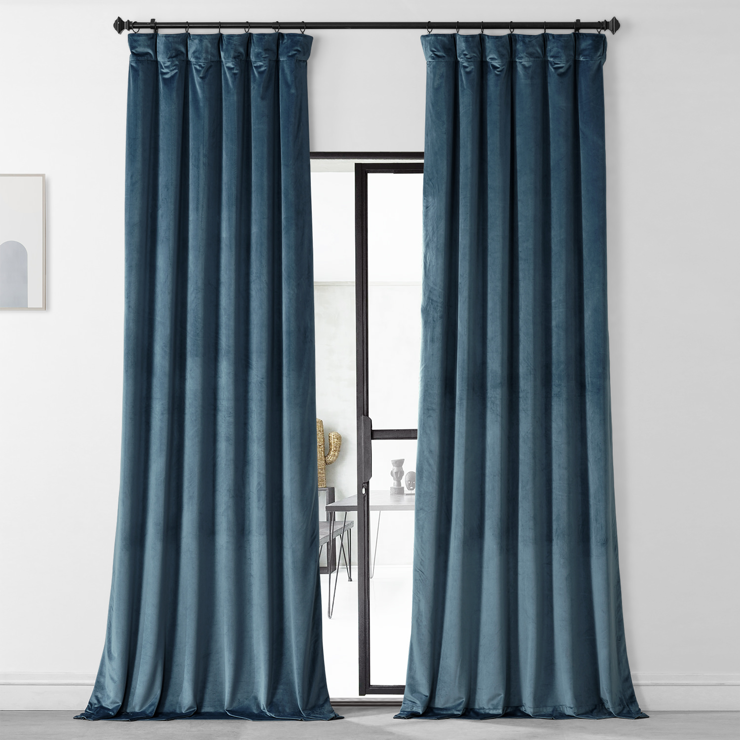 Lounge Teal Royal Lux Velvet Curtain