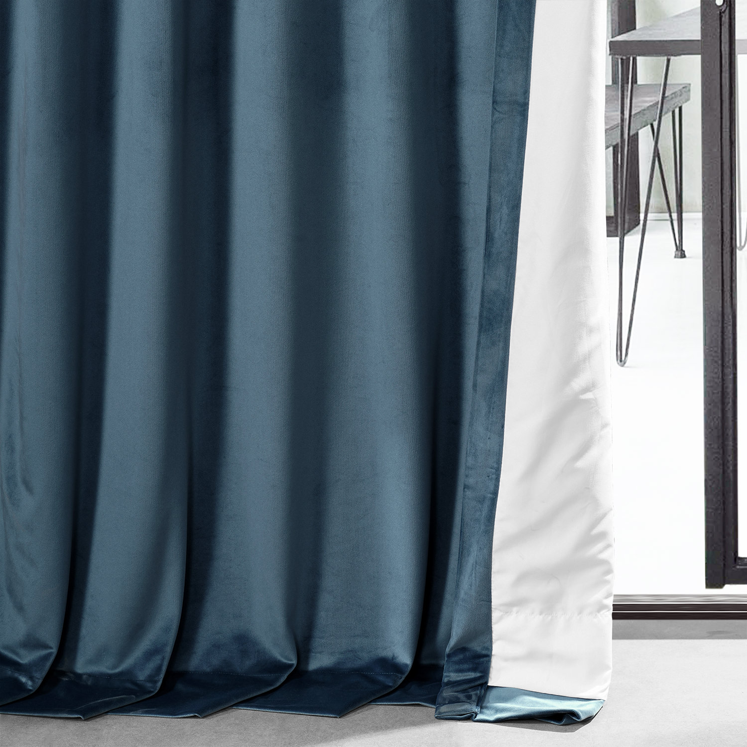 Lounge Teal Royal Lux Velvet Curtain