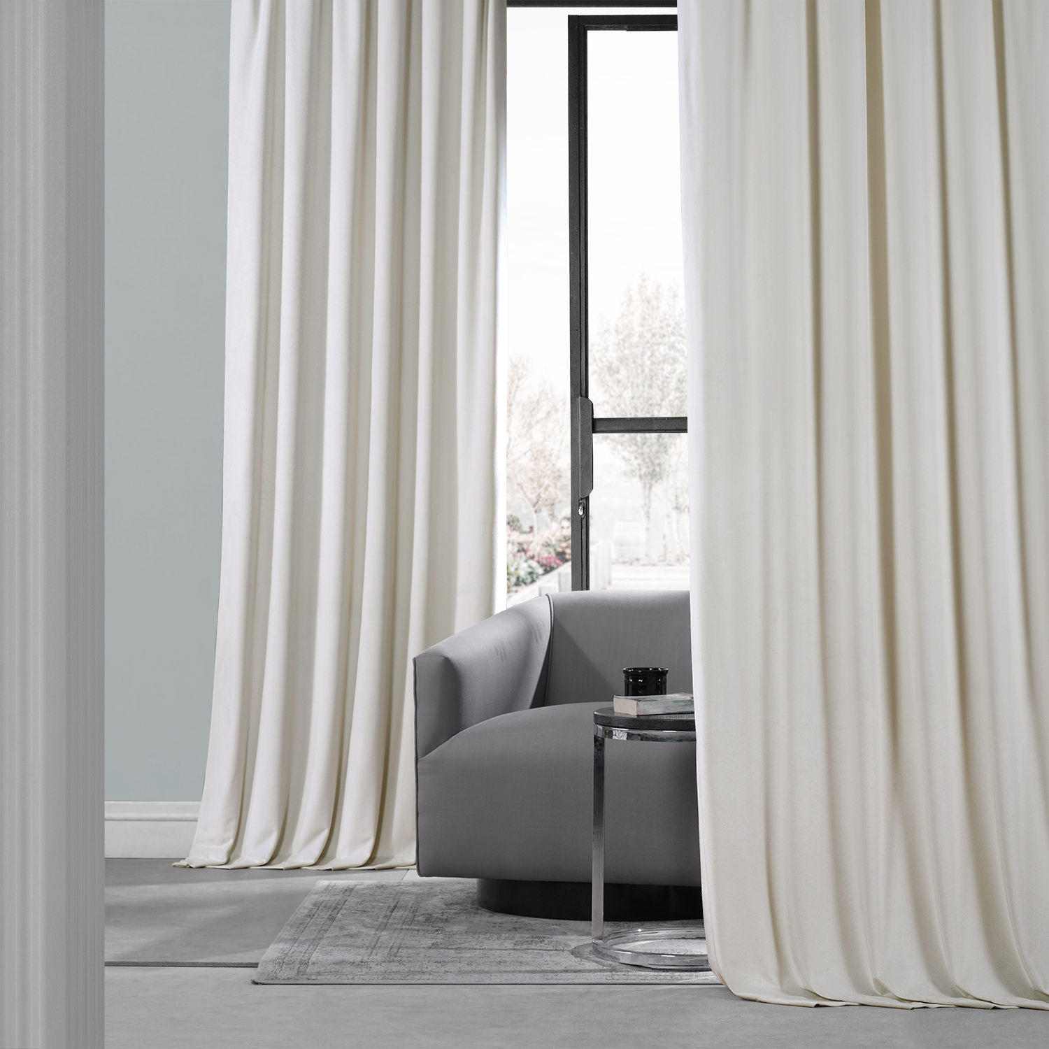 Sugar White Royal Lux Velvet Curtain