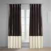 Banded Java Faux Silk Taffeta & Au Lait Creme Plush Velvet Curtain