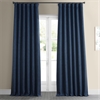 Indigo Faux Linen Room Darkening Curtain