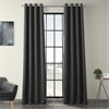 Dark Gravel Faux Linen Grommet Room Darkening Curtain