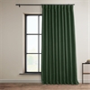 Key Green Faux Linen Extra Wide Room Darkening Curtain