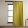 Graphic Gold Faux Linen Extra Wide Room Darkening Curtain