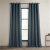 Reverie Blue Faux Linen Grommet Room Darkening Curtain