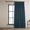 Story Blue Faux Linen Extra Wide Room Darkening Curtain