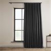 Essential Black Faux Linen Extra Wide Room Darkening Curtain