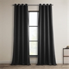 Essential Black Faux Linen Grommet Room Darkening Curtain