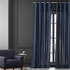 Noble Navy Dune Textured Solid Cotton Grommet Curtain Pair (2 Panels)