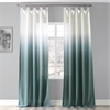 Ombre Aqua Faux Linen Sheer Curtain