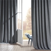 Signature Global Grey Faux Linen Blackout Curtain