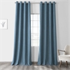 Ovation Blue Vintage Thermal Cross Linen Weave Blackout Grommet Curtain