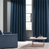 Lake Blue Monochromatic Faux Linen Room Darkening Curtain Pair (2 Panels)