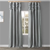 Storm Grey Ruched Vintage Textured Faux Dupioni Silk Curtain