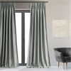 Silver Blackout Vintage Textured Faux Dupioni Pleated Curtain