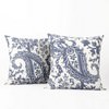 Edina Washed Blue Printed Cotton Cushion Covers - PAIR