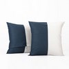 Dusk Blue & Off White Horizontal Stripe Cotton Cushion Covers - PAIR