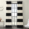 Onyx Black & OffWhite Horizontal Grommet Stripe Cotton Curtain