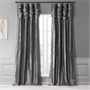 Graphite Ruched Faux Solid Taffeta Curtain