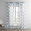 Normandy Blue Printed Faux Linen Sheer Curtain