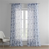 Matrix Blue Printed Faux Linen Sheer Curtain