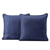 Prussian Blue Designer Shantung Faux Silk Cushion Cover - Pair