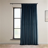 Signature Varsity Blue Plush Velvet Extrawide Hotel Blackout Curtain