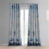 Raindrops Blue Printed Linen Textured Blackout Curtain