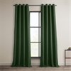 Key Green Faux Linen Grommet Room Darkening Curtain