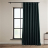 Focal Green Faux Linen Extra Wide Room Darkening Curtain