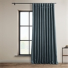 Reverie Blue Faux Linen Extra Wide Room Darkening Curtain