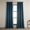 Story Blue Faux Linen Grommet Room Darkening Curtain