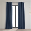 Noble Navy Dune Textured Hotel Blackout Cotton Grommet Curtain