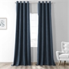 Dark Denim Blue Thermal Room Darkening Heathered Italian Woolen Weave Grommet Curtain