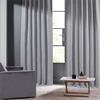 Chicago Grey Monochromatic Faux Linen Room Darkening Curtain Pair (2 Panels)